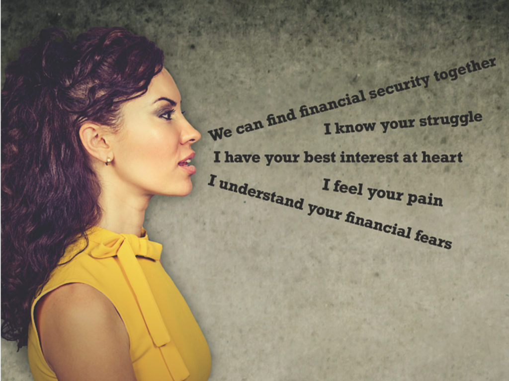 A woman with a yellow dress and some words